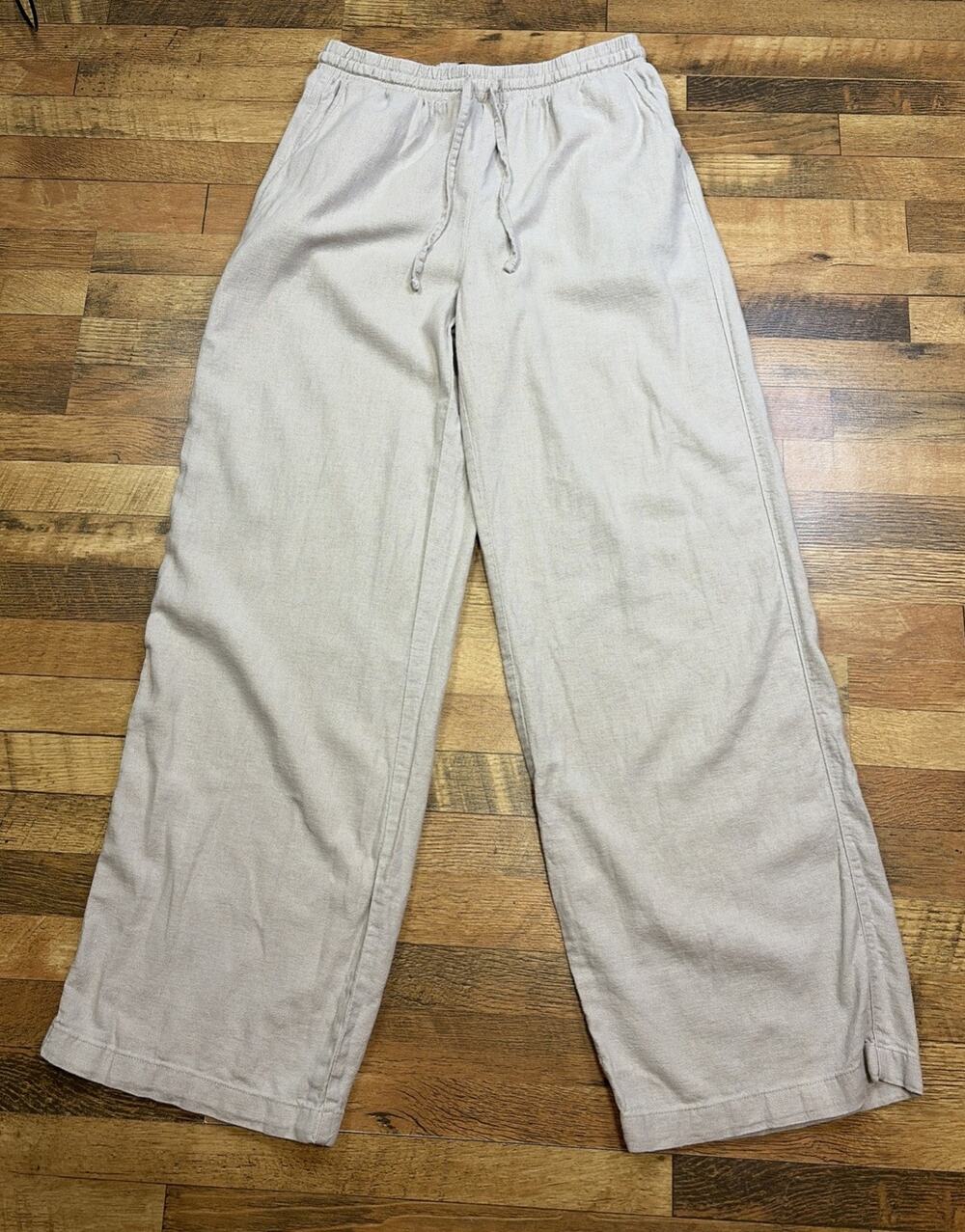 GAP Women's XS Beige Drawstring Elastic Waist Linen Pull On Pant